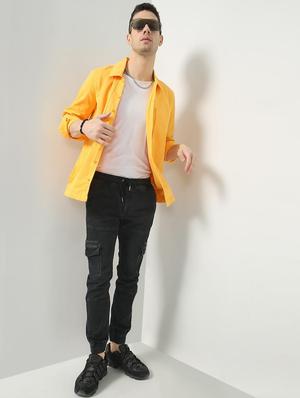 yellow solid casual jacket - 18417365 - Standard Image - 4