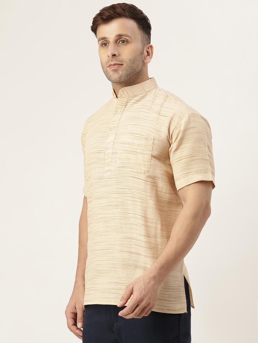 beige solid short kurta - 18417427 - Zoom Image - 2