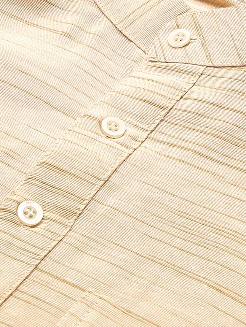 beige solid short kurta - 18417427 - Zoom Image - 5