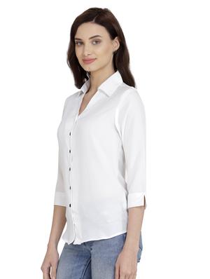 curved hem solid shirt - 18417434 - Standard Image - 3