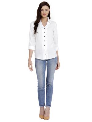 curved hem solid shirt - 18417434 - Standard Image - 5