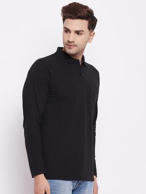black solid polo t-shirt - 18417808 - Standard Image - 3
