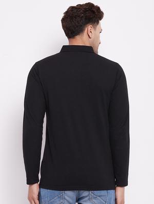 black solid polo t-shirt - 18417808 - Standard Image - 4