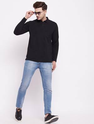 black solid polo t-shirt - 18417808 - Standard Image - 5