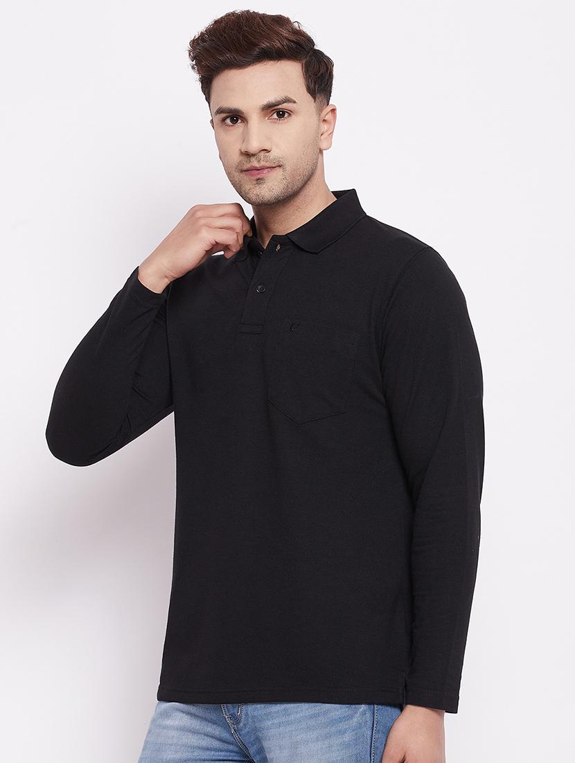 black solid polo t-shirt - 18417808 - Zoom Image - 2