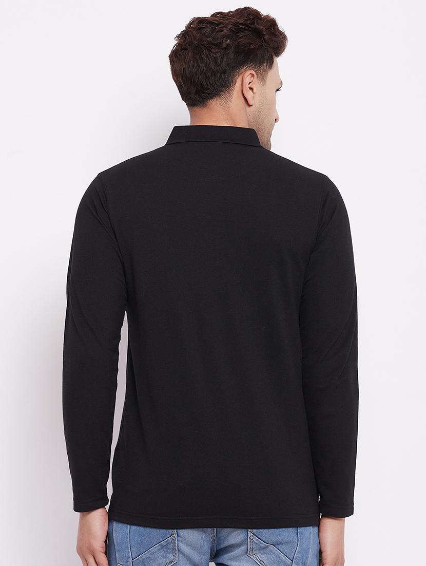 black solid polo t-shirt - 18417808 - Zoom Image - 4