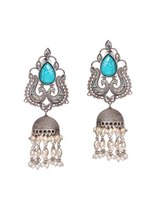 green brass jhumka earring - 18417867 - Standard Image - 1