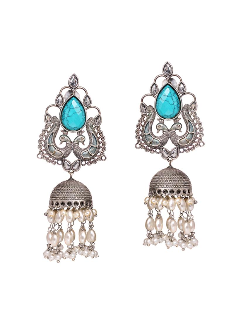 green brass jhumka earring - 18417867 - Zoom Image - 1