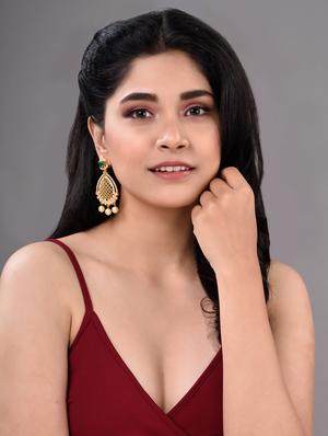 gold brass chandballi earring - 18417869 - Standard Image - 3