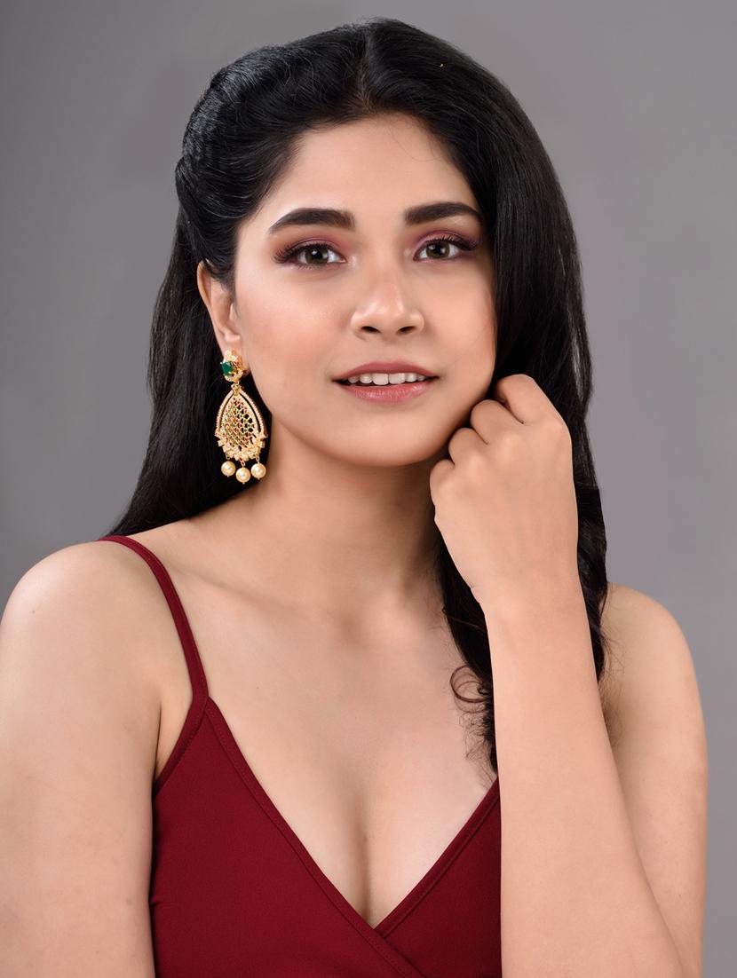 gold brass chandballi earring - 18417869 - Zoom Image - 3