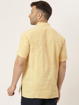 beige melange short kurta - 18418207 - Standard Image - 3