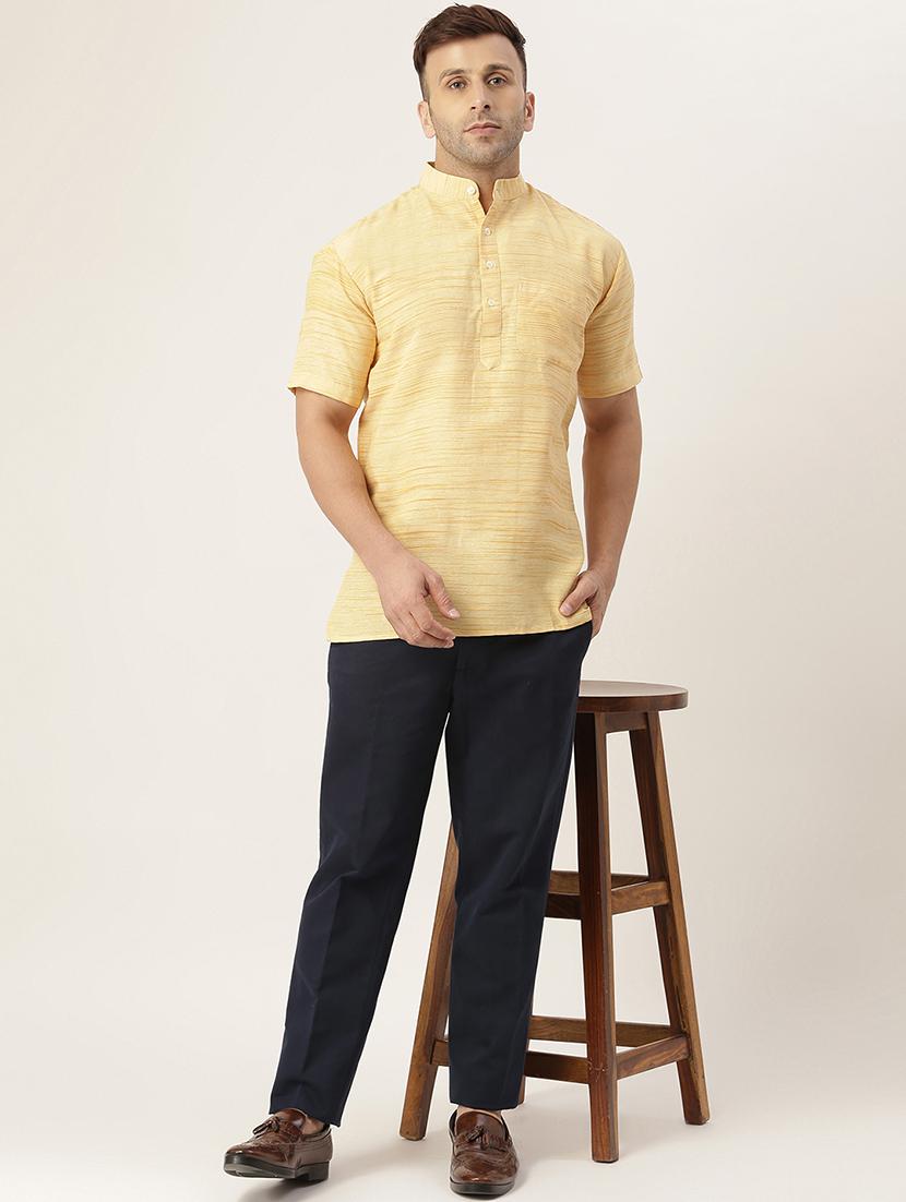 beige melange short kurta - 18418207 - Zoom Image - 4