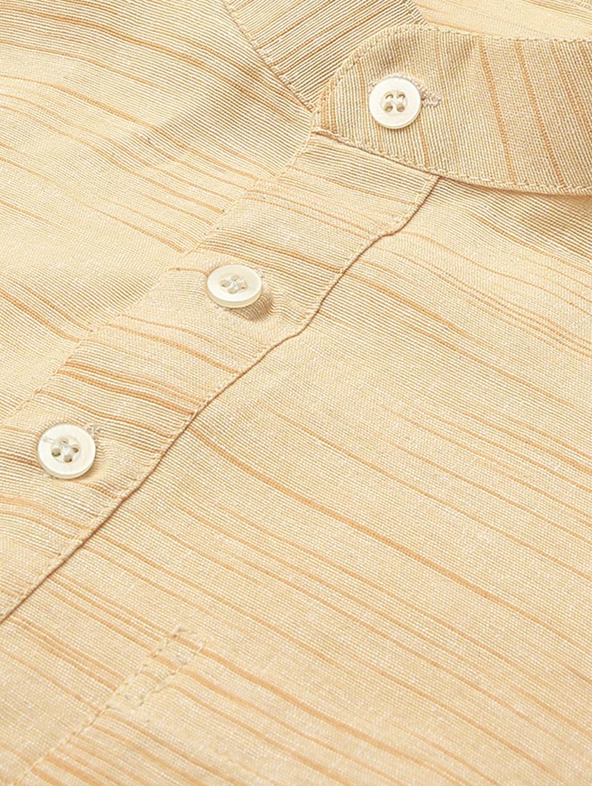 beige melange short kurta - 18418207 - Zoom Image - 5