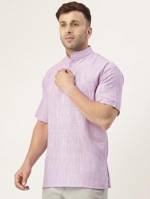 purple melange short kurta - 18418216 - Standard Image - 2