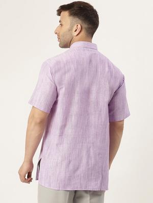 purple melange short kurta - 18418216 - Standard Image - 3