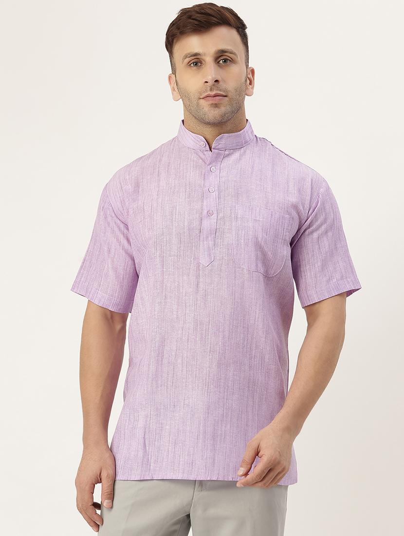 purple melange short kurta - 18418216 - Zoom Image - 1