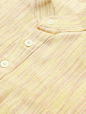 beige melange short kurta - 18418217 - Standard Image - 5