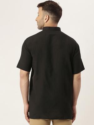 black melange short kurta - 18418260 - Standard Image - 3