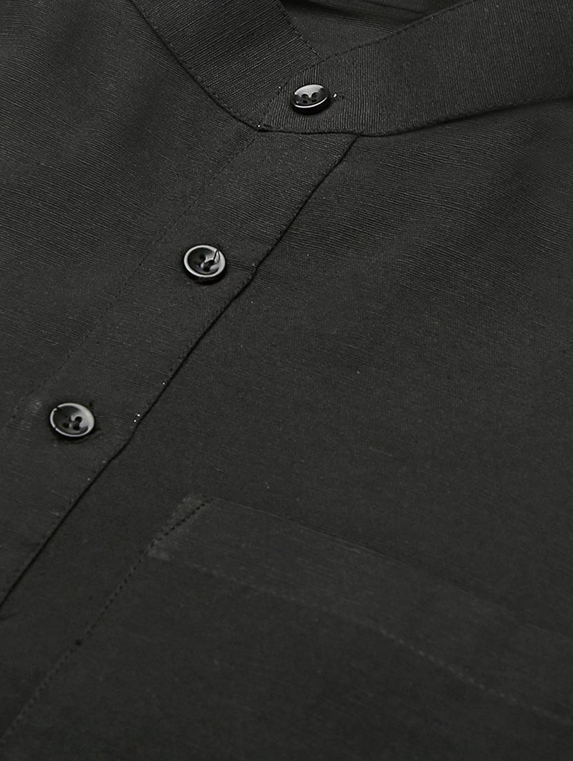 black melange short kurta - 18418260 - Zoom Image - 5