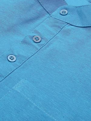 blue solid short kurta - 18418262 - Standard Image - 5