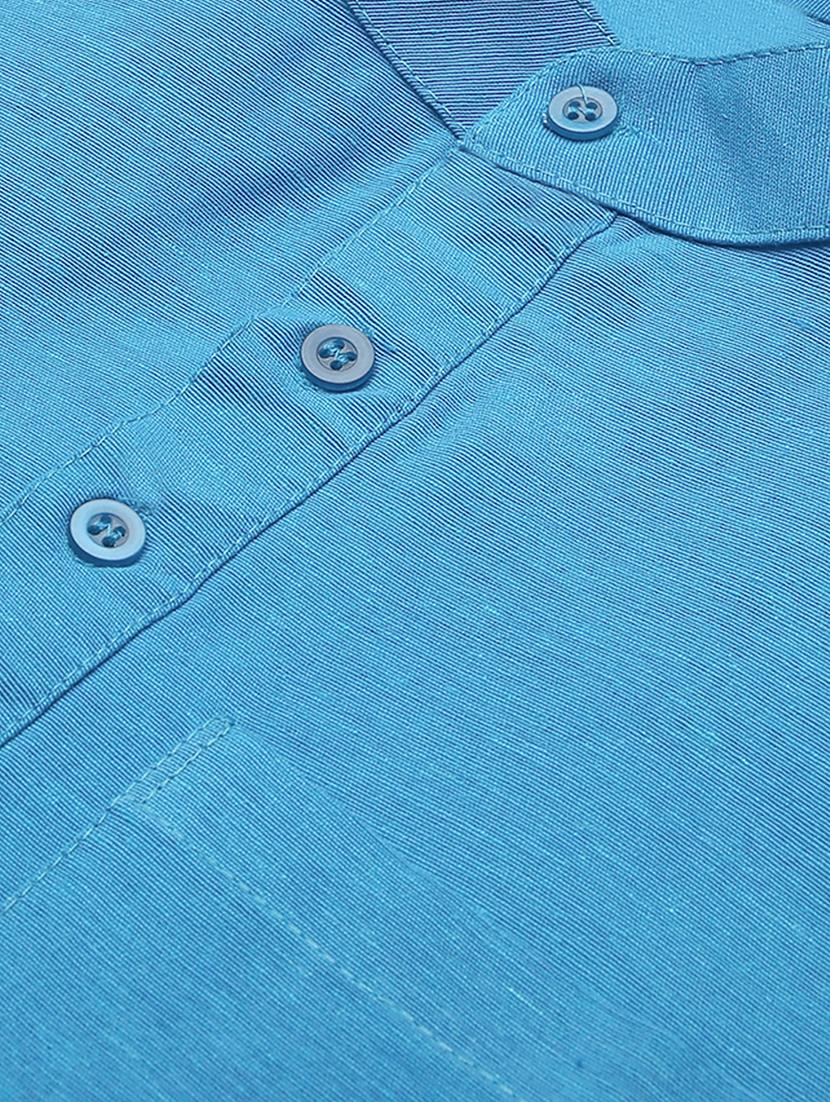 blue solid short kurta - 18418262 - Zoom Image - 5