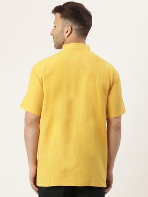 yellow solid short kurta - 18418266 - Standard Image - 3