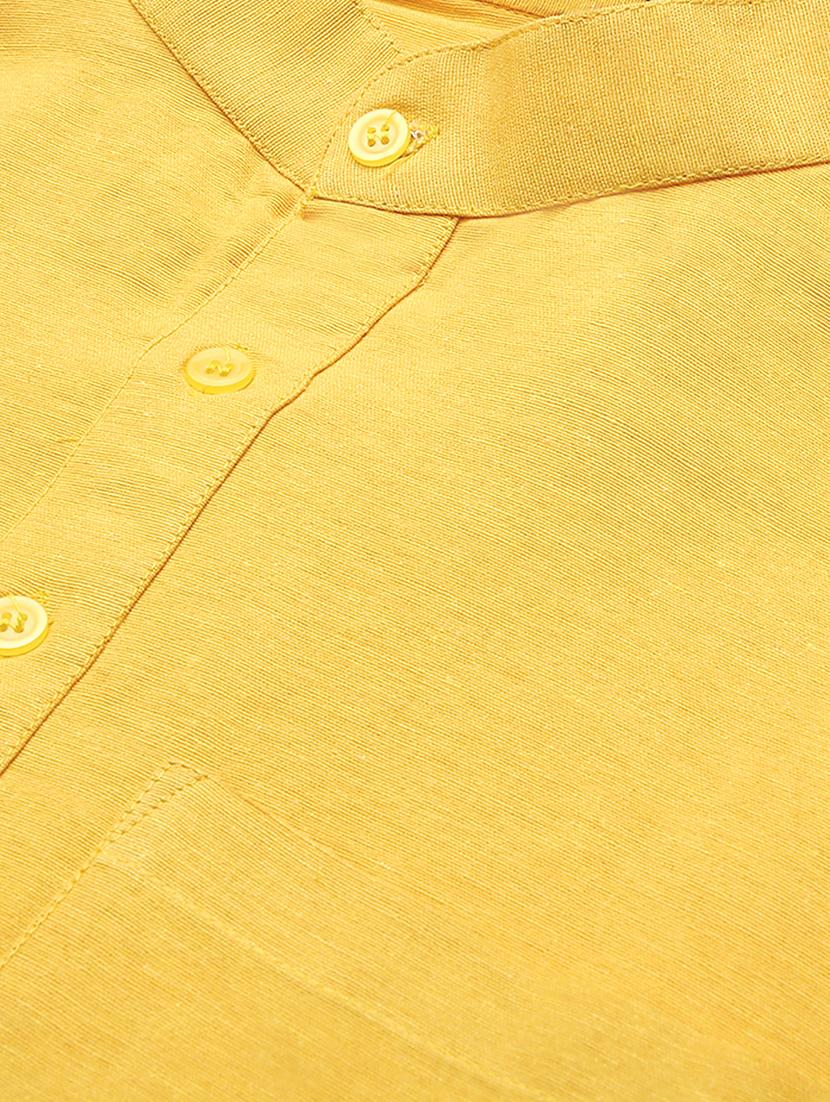yellow solid short kurta - 18418266 - Zoom Image - 5
