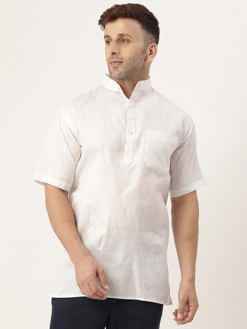 white solid short kurta - 18418277 - Standard Image - 1