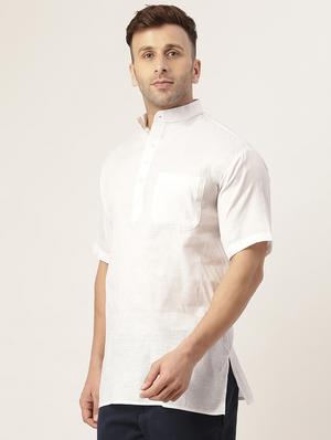 white solid short kurta - 18418277 - Standard Image - 2
