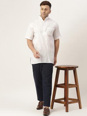 white solid short kurta - 18418277 - Standard Image - 4
