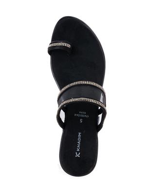 black synthetic slip on sandals - 18418291 - Standard Image - 4