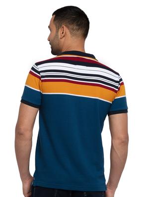 navy-blue striped polo t-shirt - 18418395 - Standard Image - 3