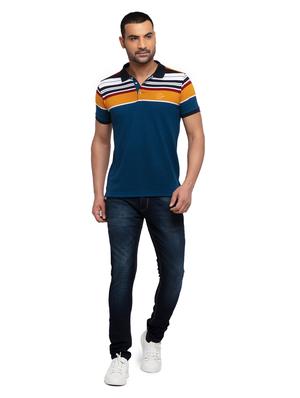 navy-blue striped polo t-shirt - 18418395 - Standard Image - 4