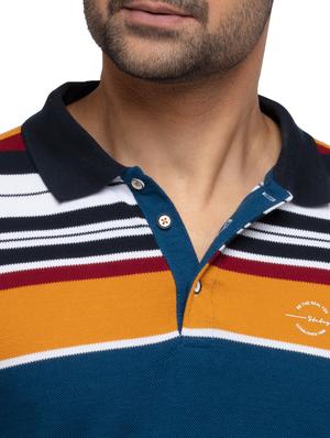 navy-blue striped polo t-shirt - 18418395 - Standard Image - 5