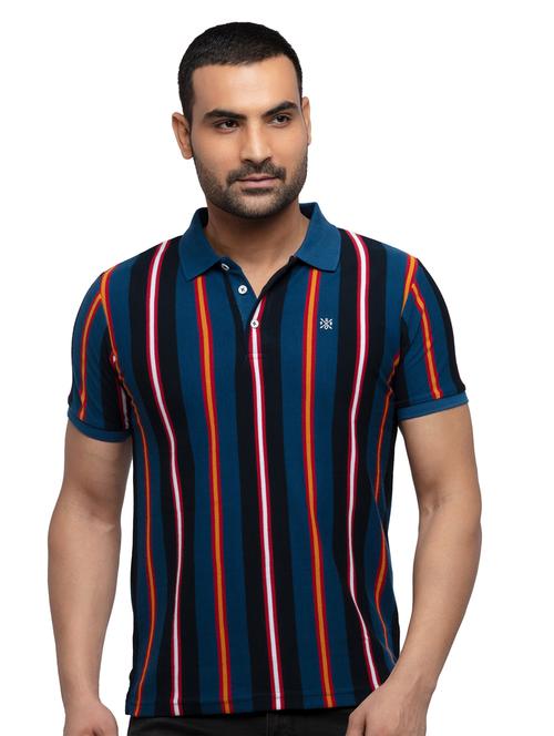 blue striped polo t-shirt - 18418401 - Standard Image - 1
