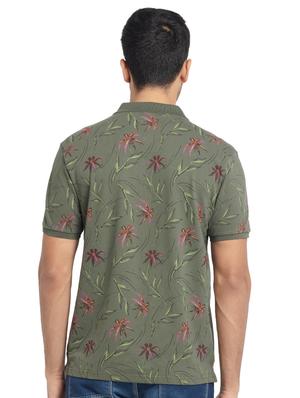 olive-green printed polo t-shirt - 18418413 - Standard Image - 3