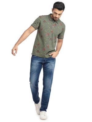olive-green printed polo t-shirt - 18418413 - Standard Image - 4