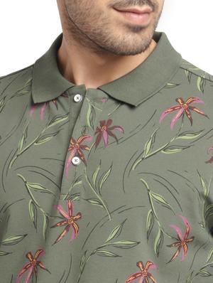 olive-green printed polo t-shirt - 18418413 - Standard Image - 5