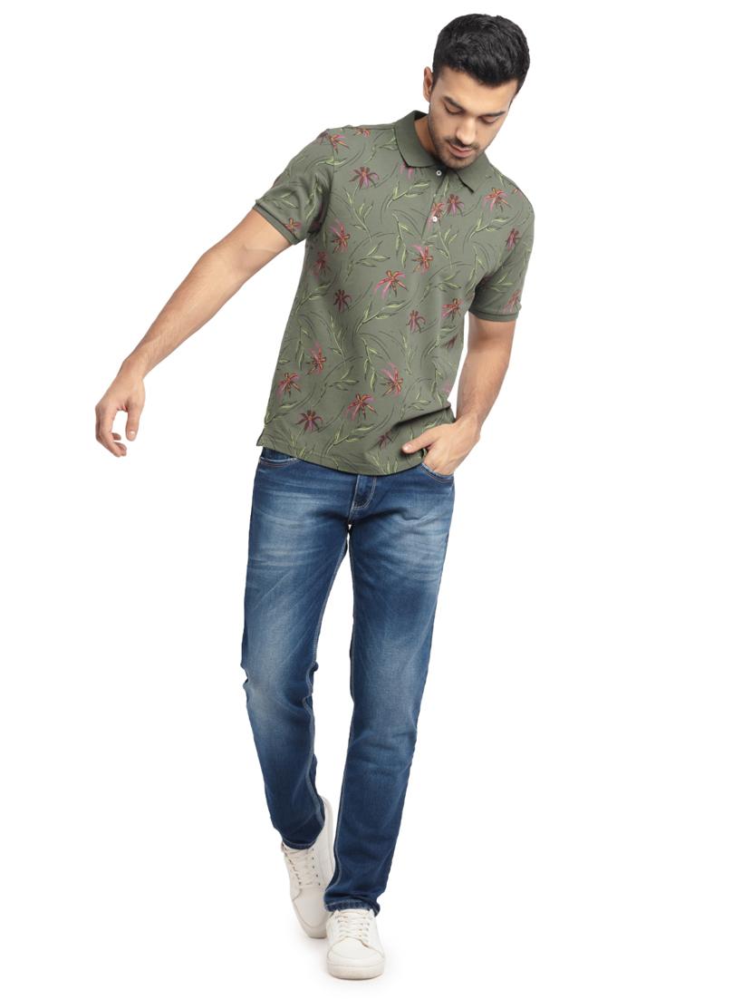 olive-green printed polo t-shirt - 18418413 - Zoom Image - 4