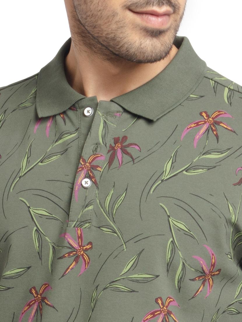 olive-green printed polo t-shirt - 18418413 - Zoom Image - 5