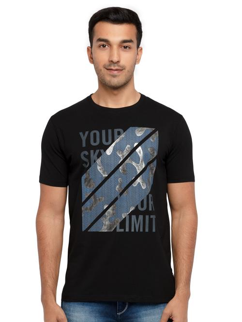 black chest-printed t-shirt - 18418442 - Standard Image - 1