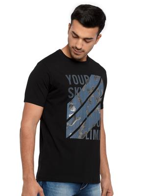 black chest-printed t-shirt - 18418442 - Standard Image - 2