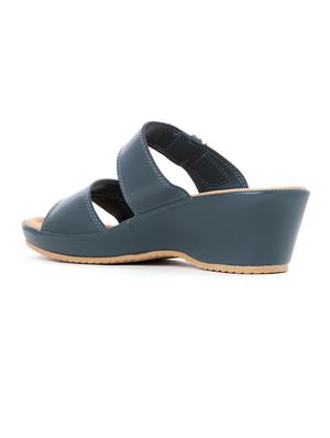 blue synthetic slip on sandals - 18418867 - Standard Image - 3