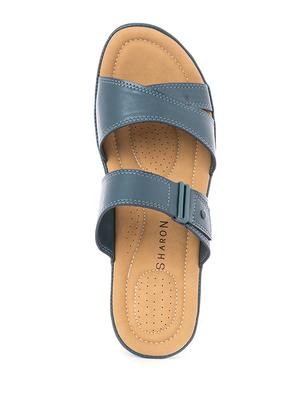 blue synthetic slip on sandals - 18418867 - Standard Image - 4