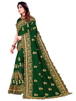 green silk embroidered saree with blouse - 18418942 - Standard Image - 2