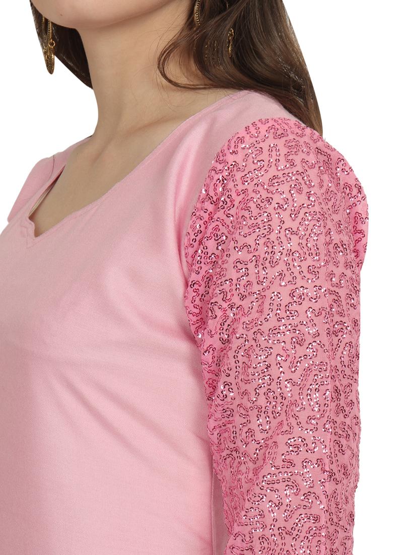 rose water solid straight kurta - 18419174 - Zoom Image - 5