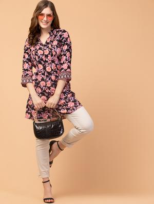 tie back floral tunic - 18419176 - Standard Image - 4