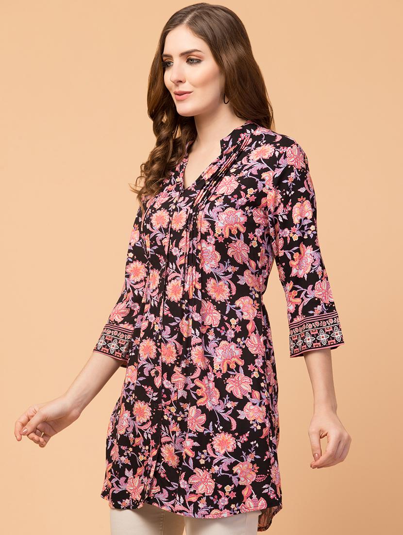tie back floral tunic - 18419176 - Zoom Image - 2