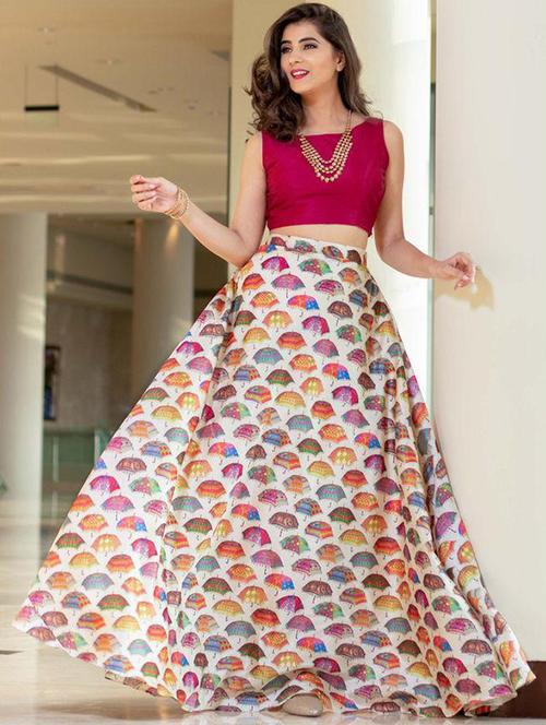multi colored satin flared lehenga - 18420268 - Very Small Image - 1