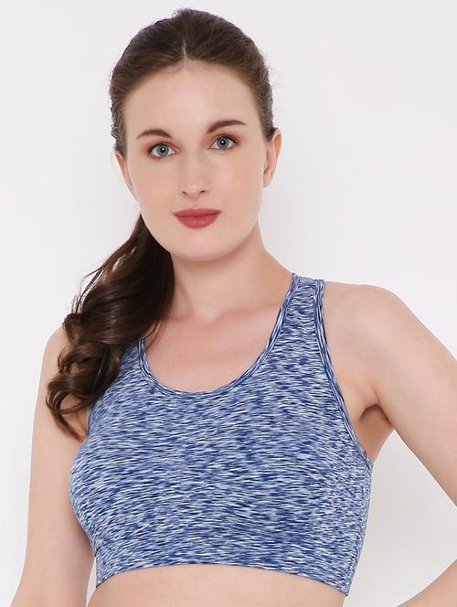 blue melange sports bra - 18420359 - Standard Image - 1
